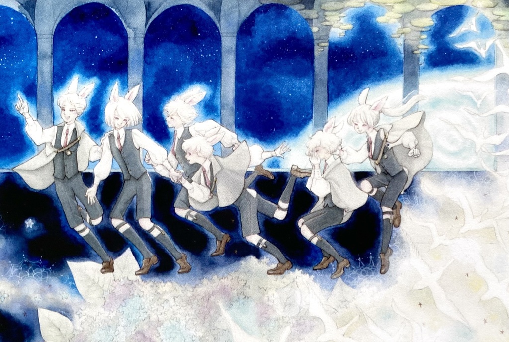 ポストカード 少年うさぎたち