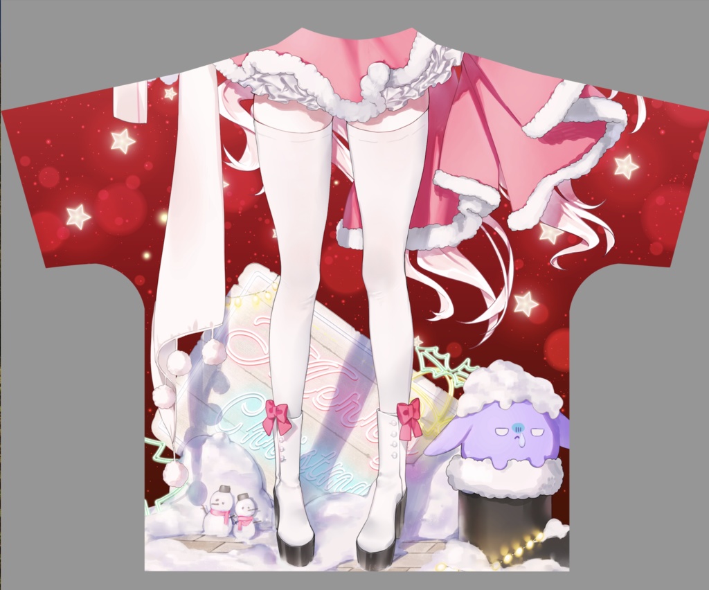 【2024冬グッズ】フルグラフィックTシャツLサイズ かわいいサンタユニコとあったか〜い冬を過ごそう🩷