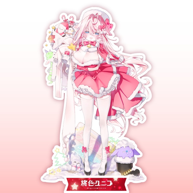 【2024冬グッズ】アクリルスタンド特大180mm 豪華3パーツ かわいいサンタユニコとあったか〜い冬を過ごそう🩷