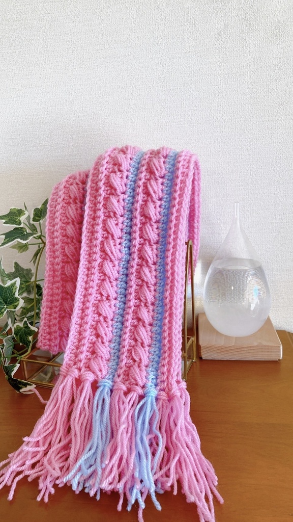 2024冬マフラー第三弾✨ピンクと水色のゆめかわ🩷カラフルマフラー