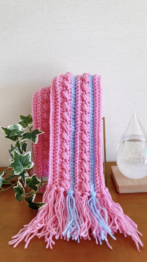 2024冬マフラー第三弾✨ピンクと水色のゆめかわ🩷カラフルマフラー