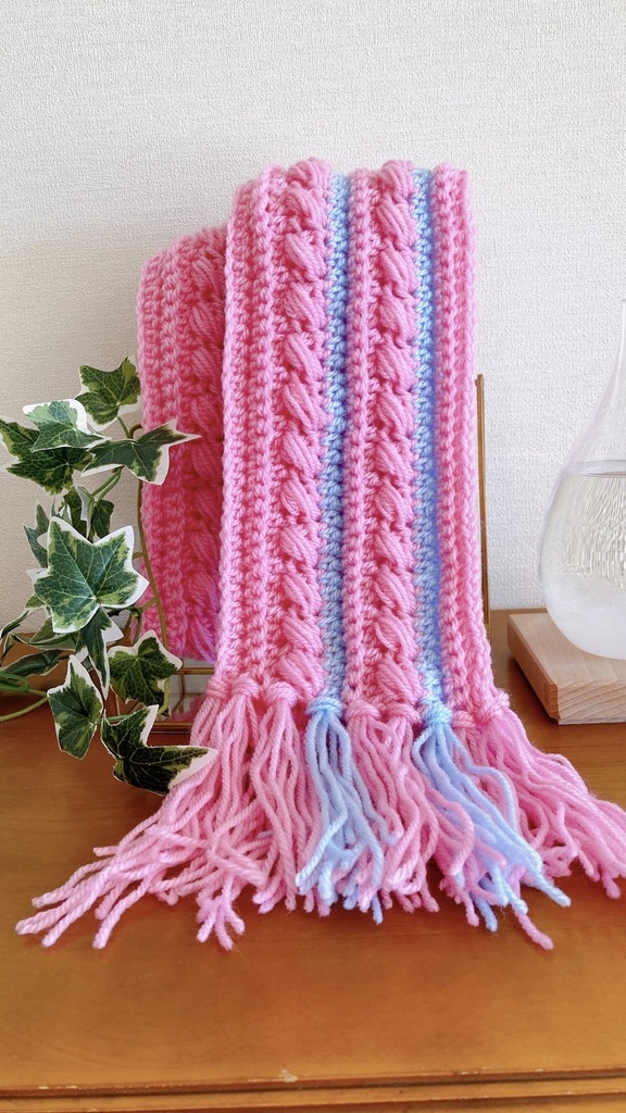 2024冬マフラー第三弾✨ピンクと水色のゆめかわ🩷カラフルマフラー