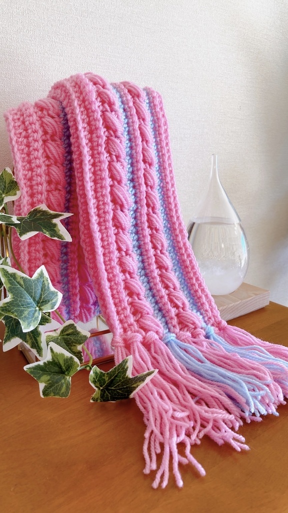 2024冬マフラー第三弾✨ピンクと水色のゆめかわ🩷カラフルマフラー