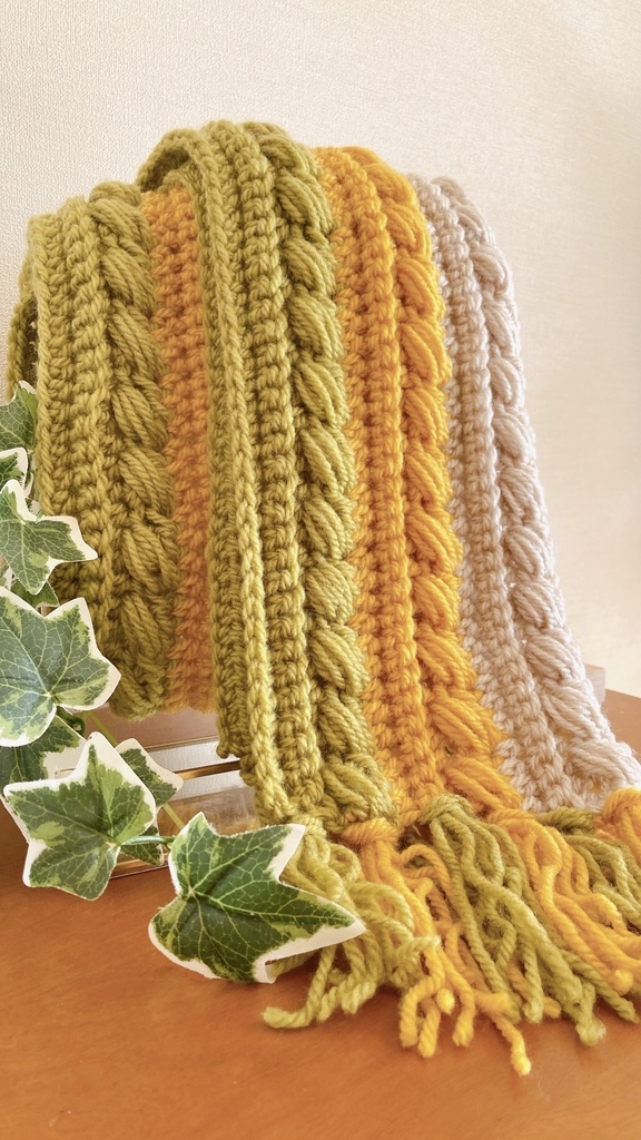 2024冬マフラー第四弾✨あったか落ち葉色三色💚🤍💛マフラー