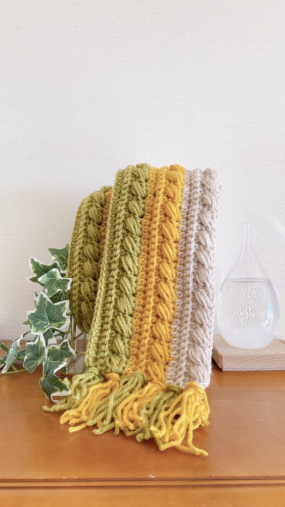 2024冬マフラー第四弾✨あったか落ち葉色三色💚🤍💛マフラー