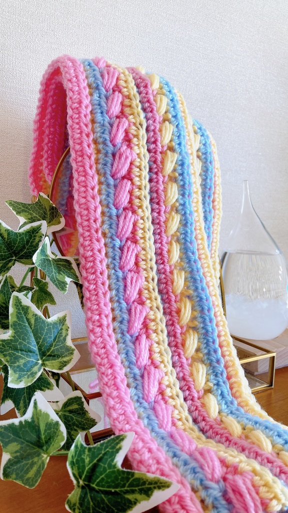 ももゆに冬マフラー⛄️2024⛄️第五弾 虹色マフラー🌈ハマナカラブボニー使用