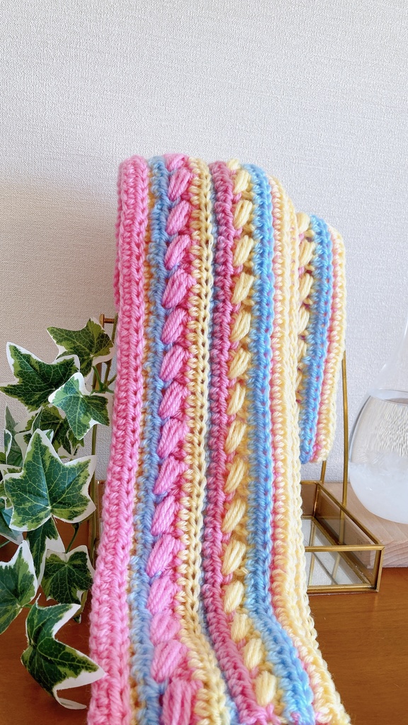 ももゆに冬マフラー⛄️2024⛄️第五弾 虹色マフラー🌈ハマナカラブボニー使用