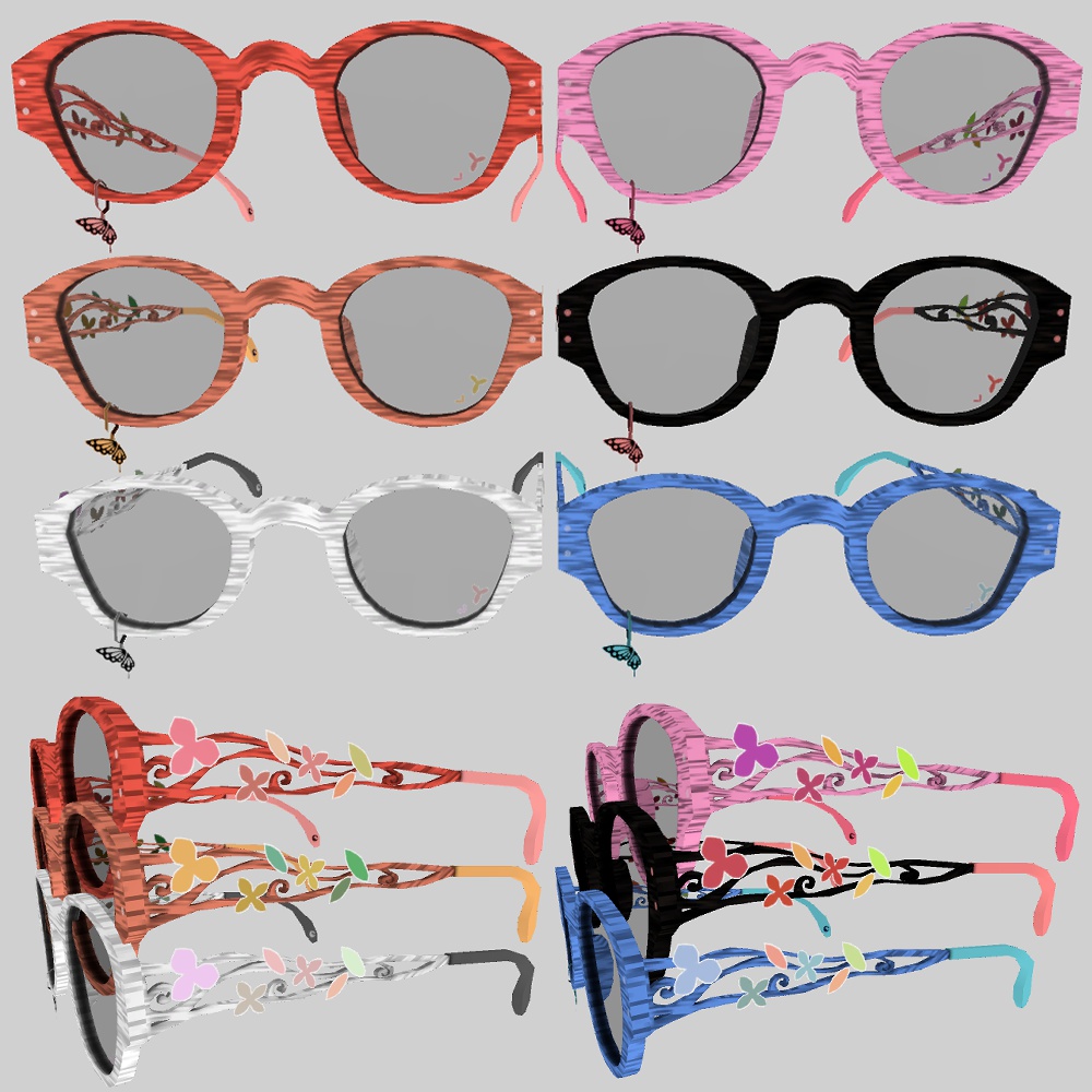 [眼鏡]ウェリントン眼鏡(花)