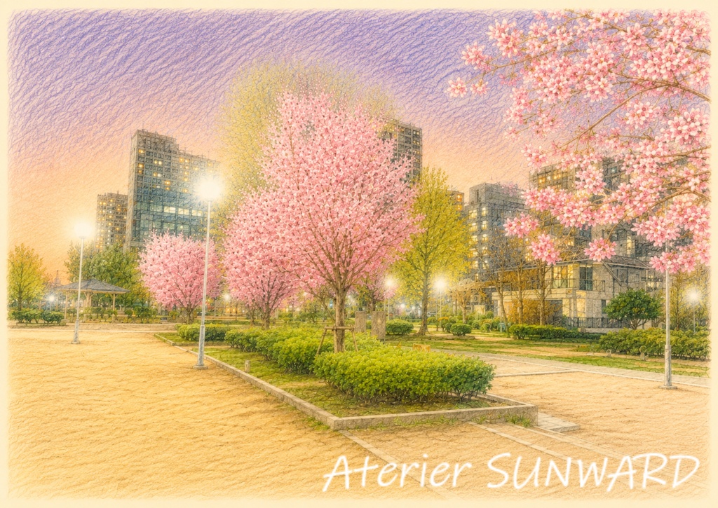 都会の公園で咲き誇る陽光桜