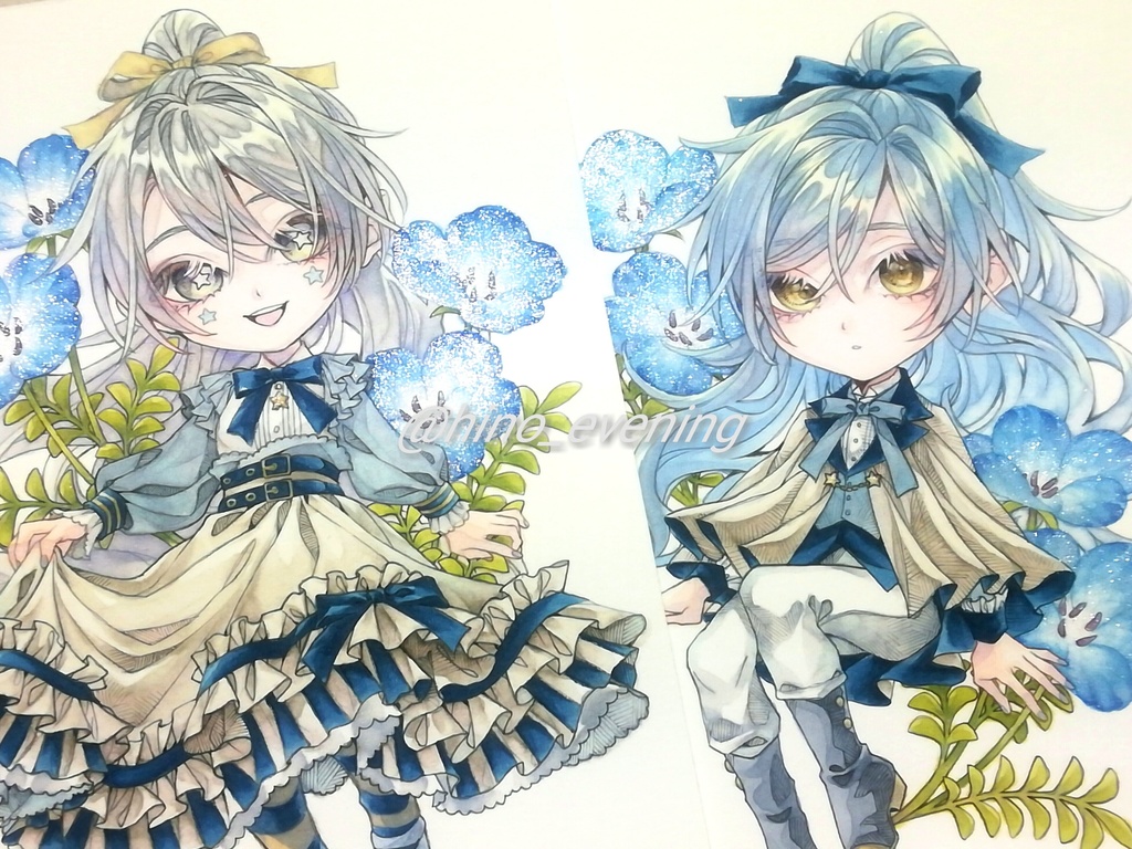 【B6原画】デフォルメマーブル【ネモフィラシリーズ】