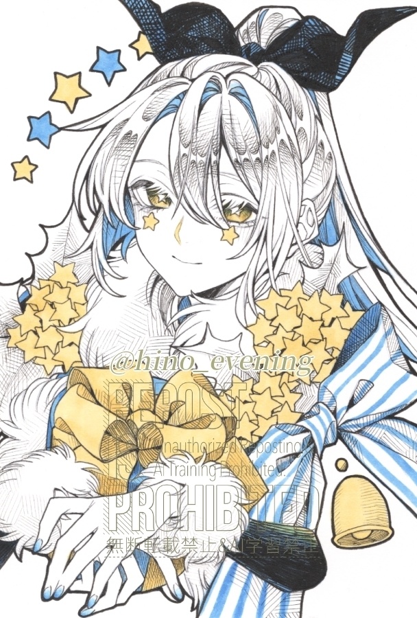 【ハガキ原画】クリスマスマーブル