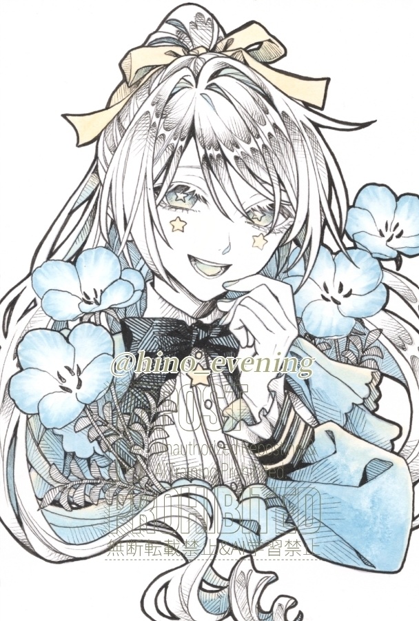 【ハガキ原画】ネモフィラマーブル