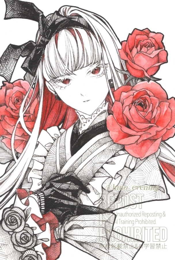 【はがき原画】和服アリス(ラメ入り)