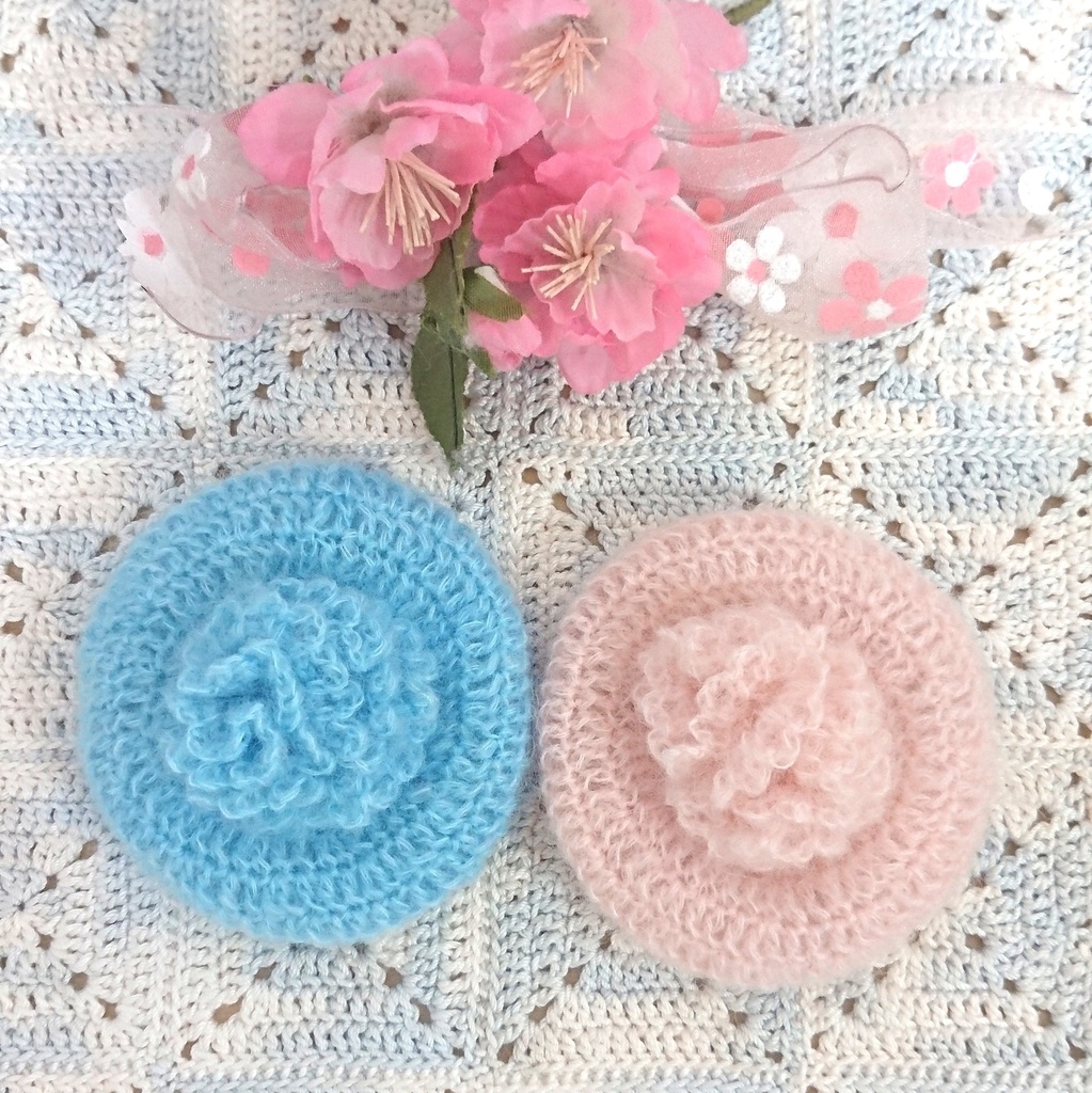 (2色ワンセット)お花のベレー帽