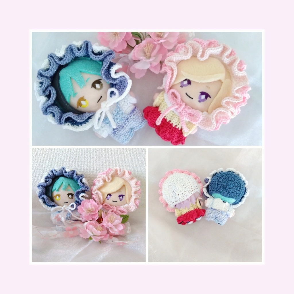 お花のフリルボンネット 〜春の3種フラワーブーケ〜