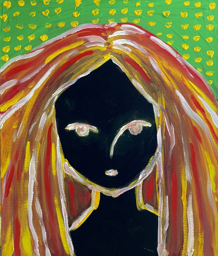 見つめる女（キャンバス）