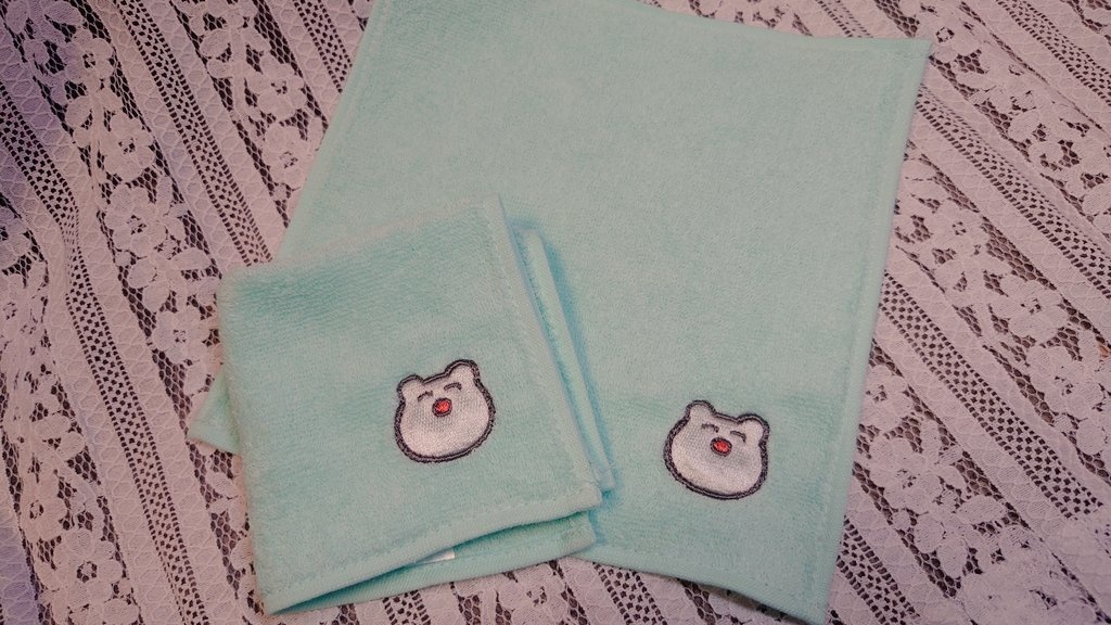 【匿名配送】えけくま刺繍タオルハンカチ