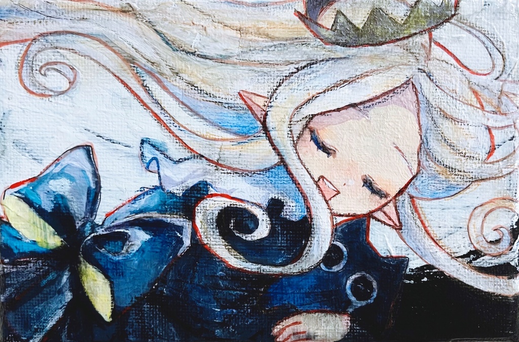 原画　ミニキャンバス「さみしくないよ」