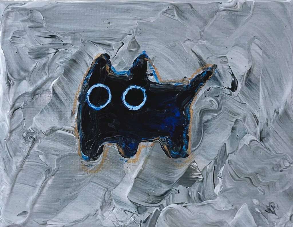 原画　ミニキャンバス「猫のようなもの」