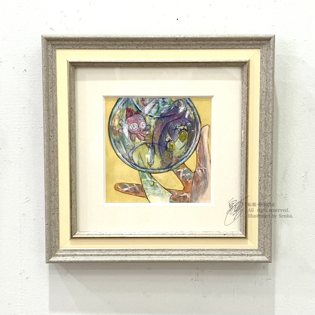 emoji展 額装ミニ原画 🎐🌀🐙