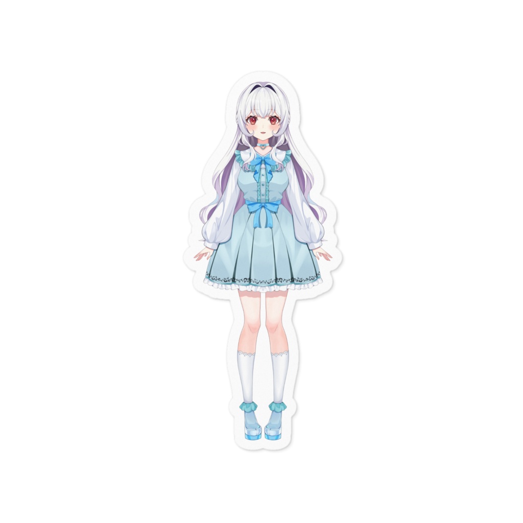 狐森もこ 新衣装ver.【ステッカー - 100×100mm（ホワイト）】