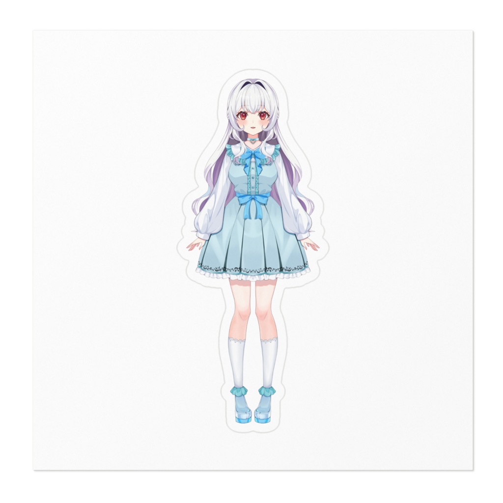 狐森もこ 新衣装ver.【ステッカー - 100×100mm(ホワイト)】