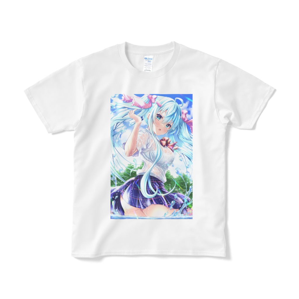 オリジナル水色ツインテ水遊びスケスケ制服JK