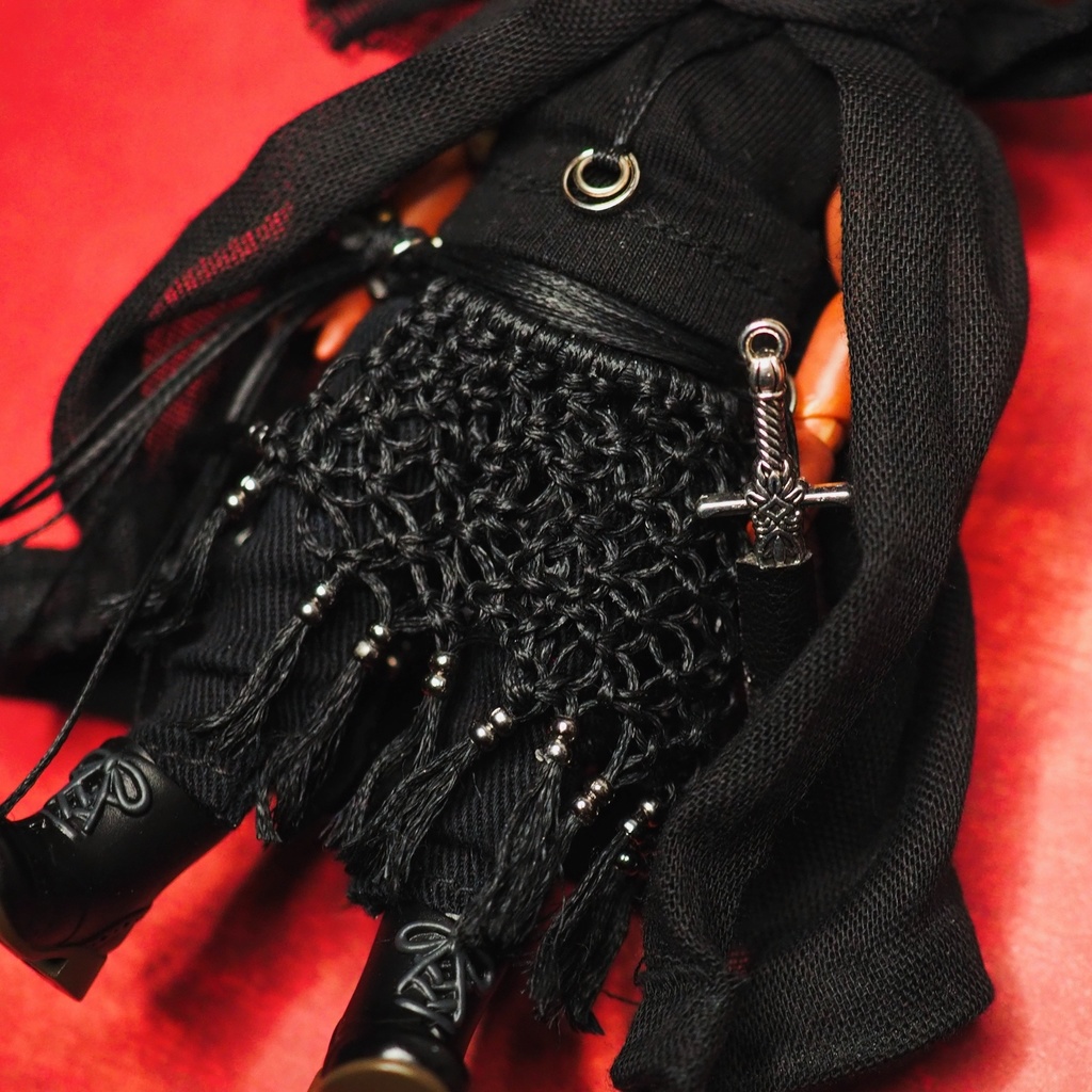 旅人の服(ブラック)1/12ドールサイズ