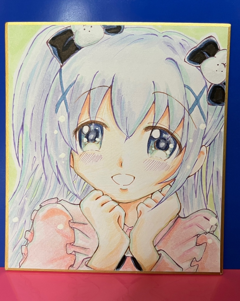 ご注文はうさぎですか？　原画　直筆色紙（小）チノちゃん地雷