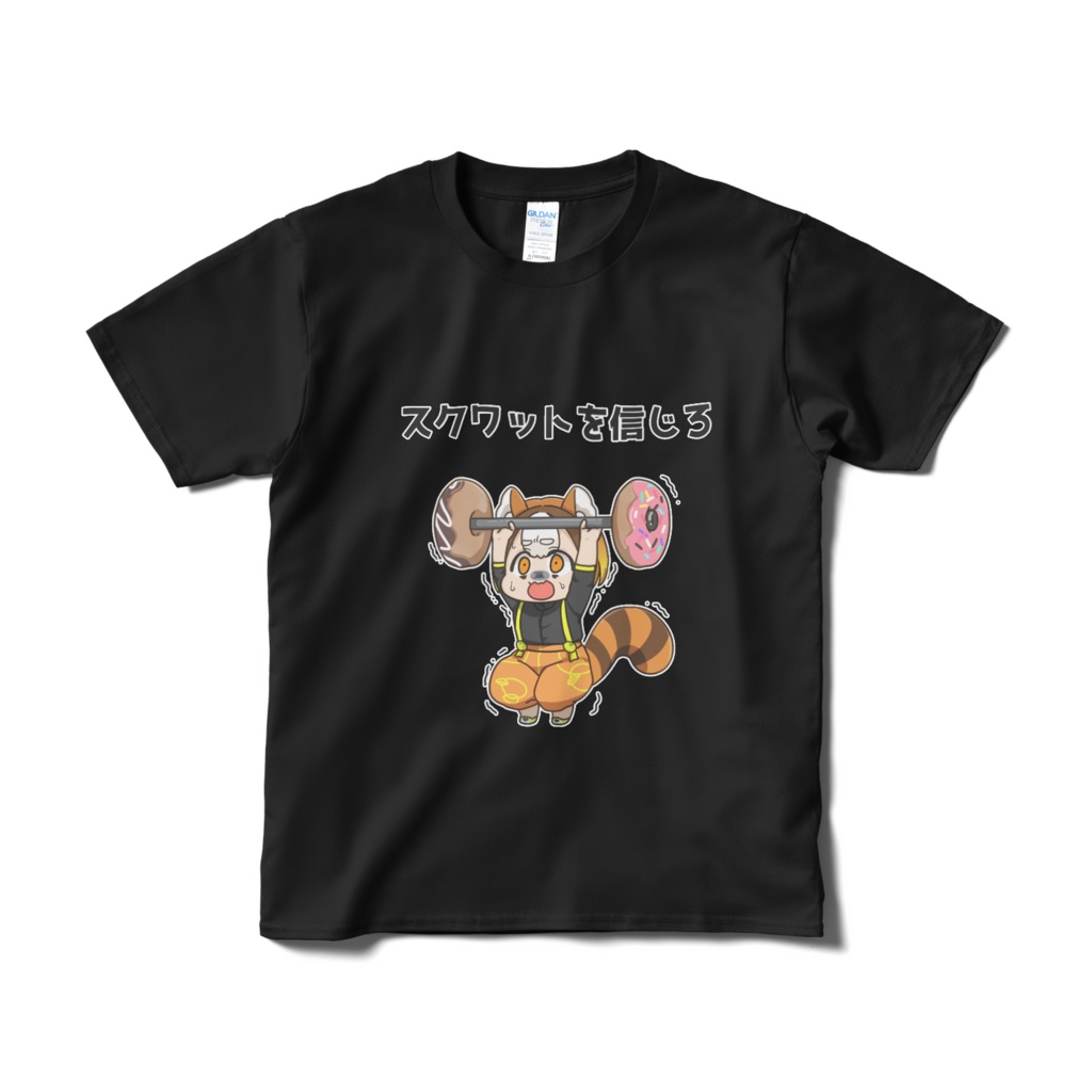 柚雲はやか筋トレTシャツ「スクワットを信じろ」黒Ver.