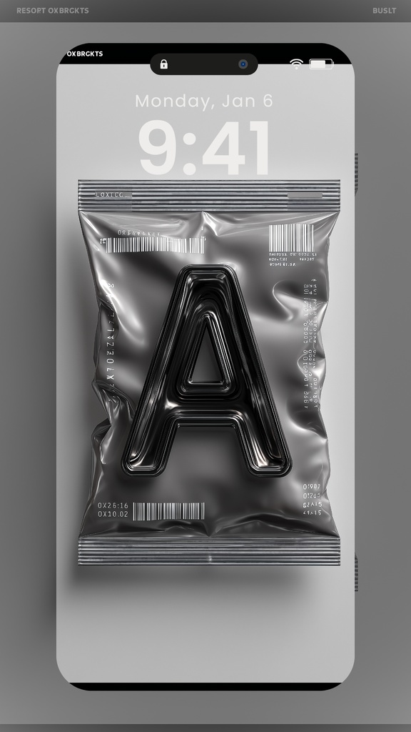 お菓子パッケージ風アルファベットブラック