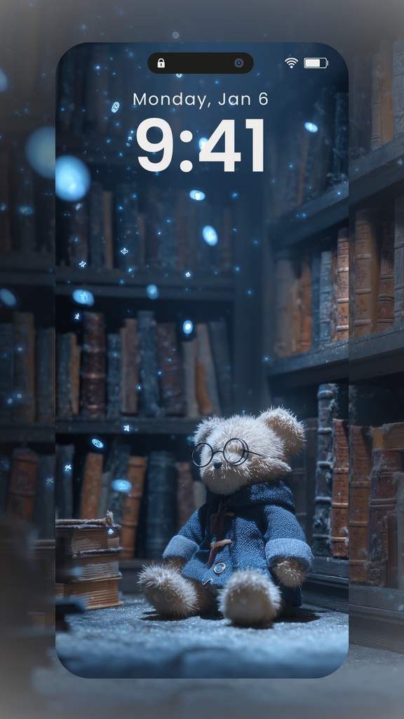 魔法学校のくまちゃんスマホ壁紙7枚