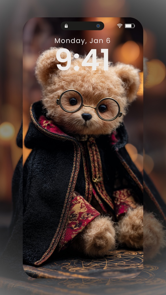 魔法学校のくまちゃんスマホ壁紙7枚