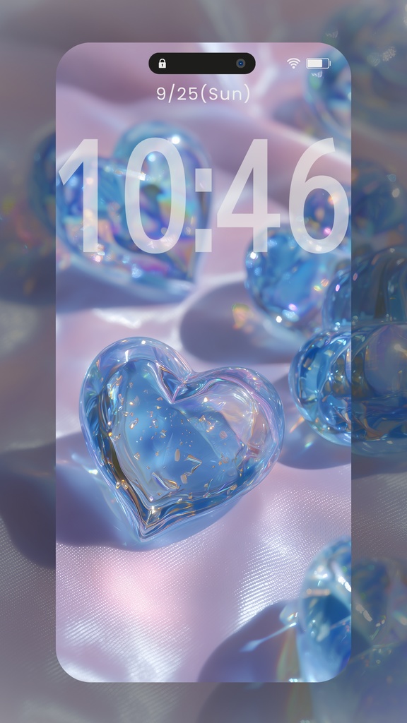 きらきらハートの壁紙水色多め(SARAサインなし)11枚