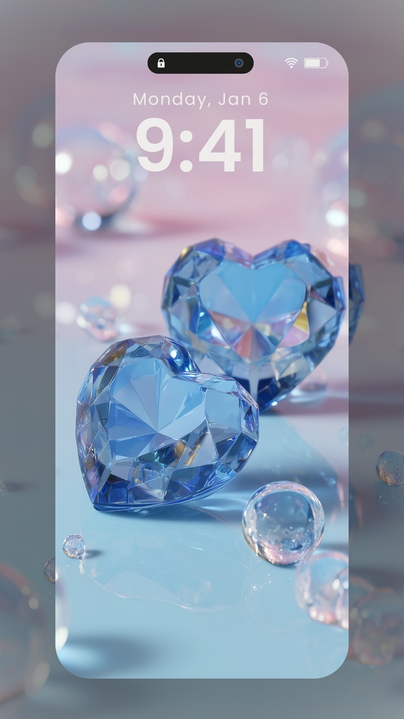 きらきらハートの壁紙水色多め(SARAサインなし)11枚