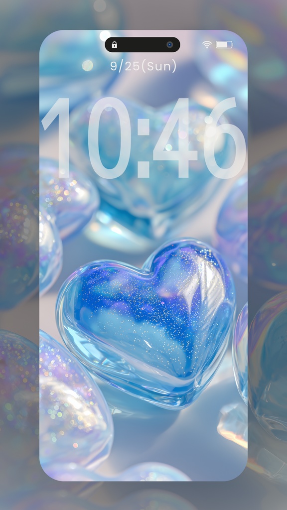 きらきらハートの壁紙水色多め(SARAサインなし)11枚