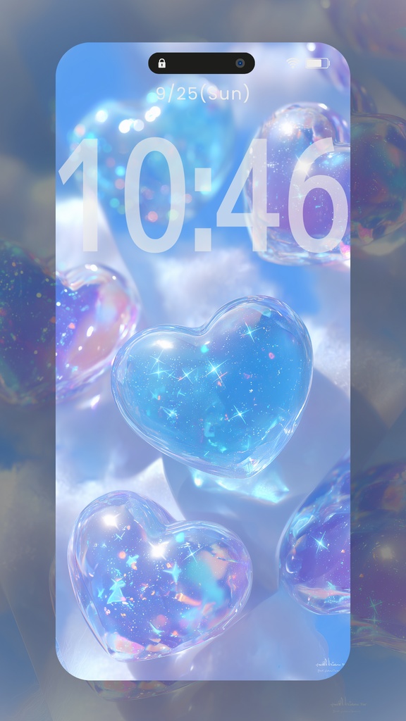 きらきらハートの壁紙水色多め(SARAサインなし)11枚