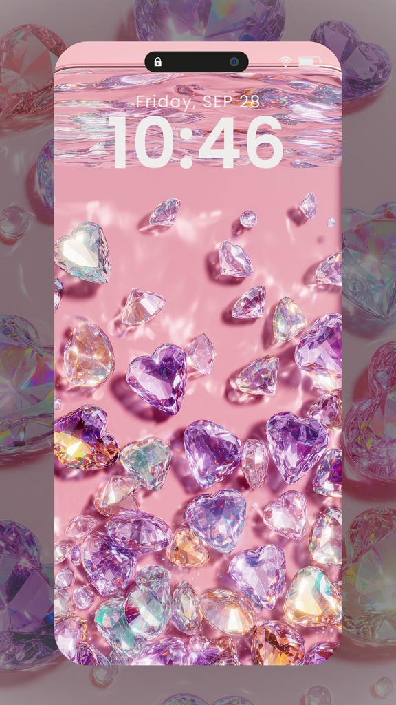 きらきらハートの壁紙水色多め(SARAサインなし)11枚