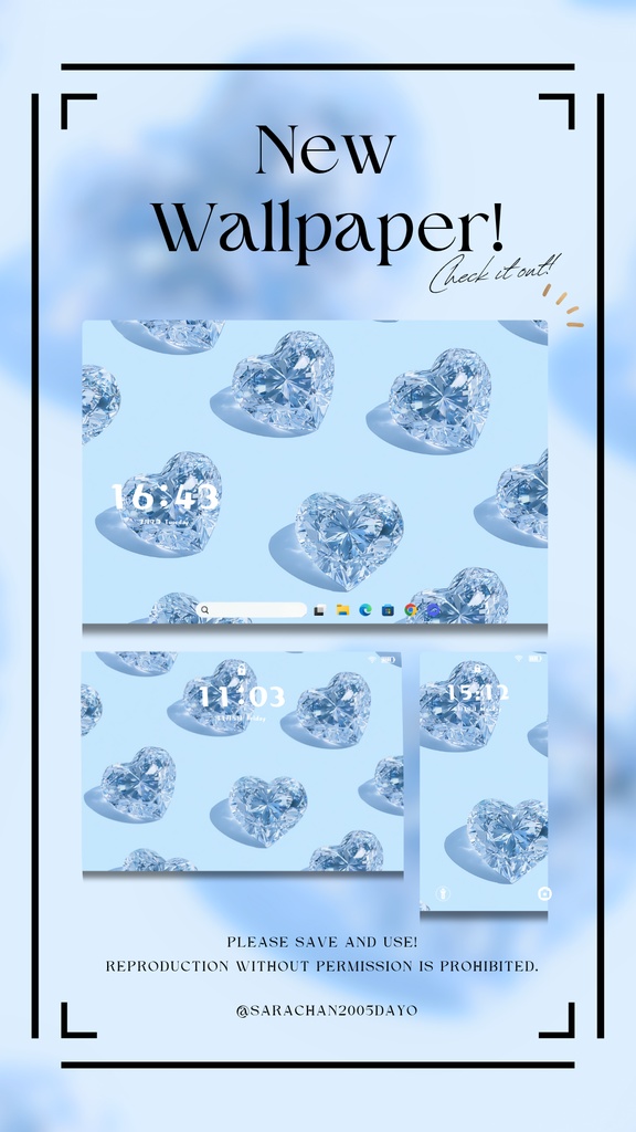  パソコン・タブレット用水色統壁紙２４枚