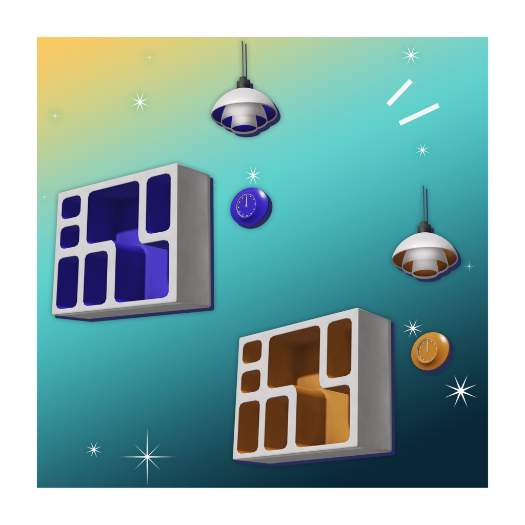 【VRC想定】宇宙を夢見る家具セット