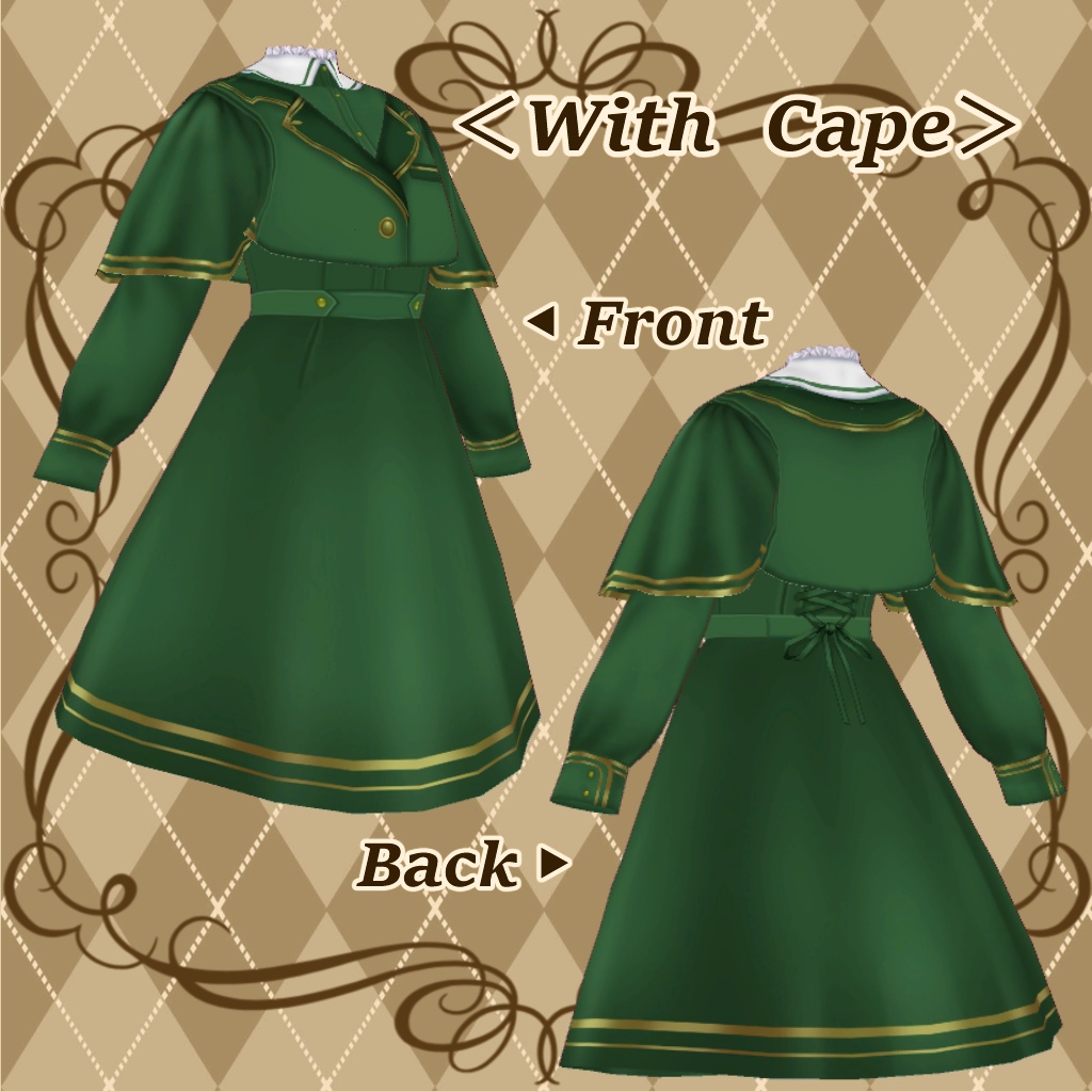 【Vroid衣装】魔法学生のクラシック・ケープワンピース