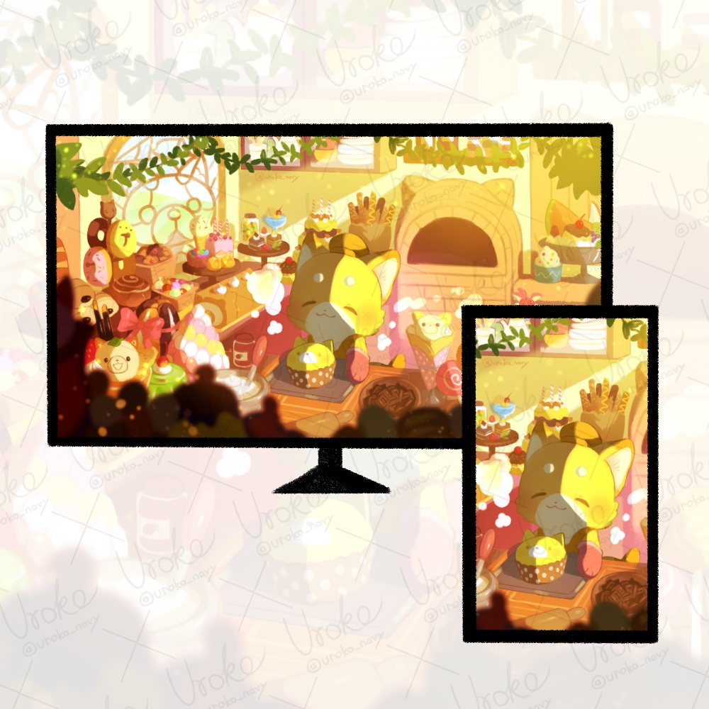 PC・スマホ壁紙 "キツネのお菓子工房"