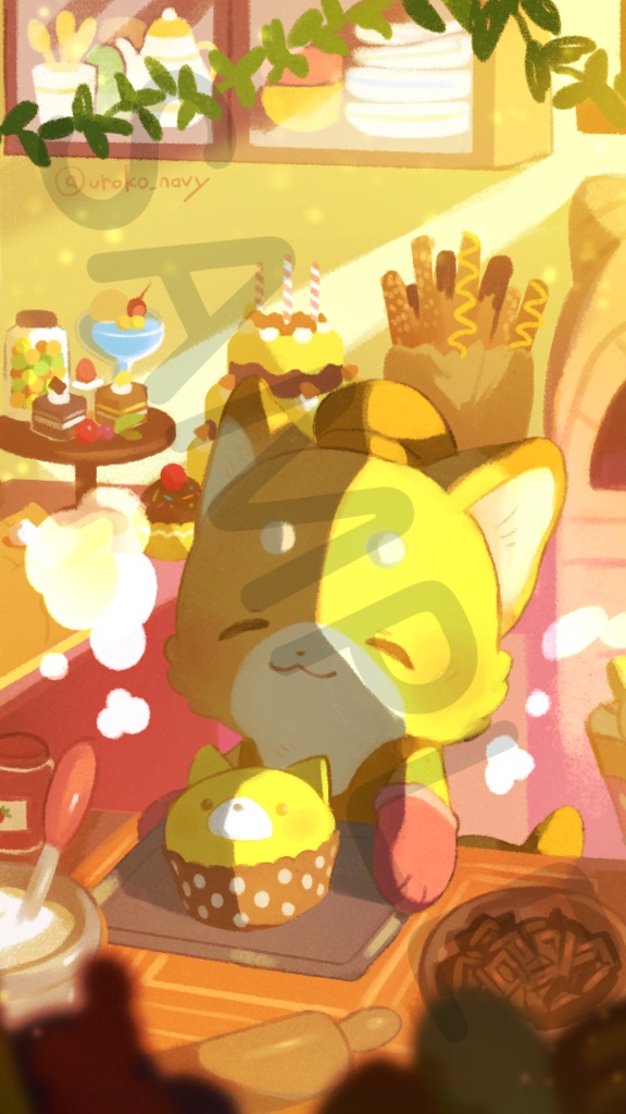 PC・スマホ壁紙 "キツネのお菓子工房"