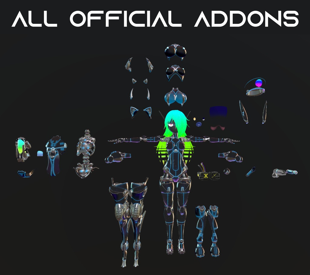 Synthwave Cyberdoll - Runa/Luna Material and Texture Set - VRChat