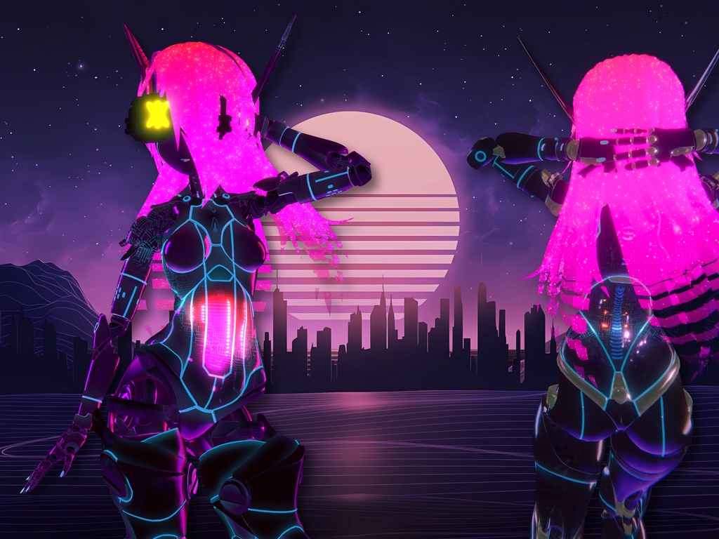 Synthwave Cyberdoll - Runa/Luna Material and Texture Set - VRChat