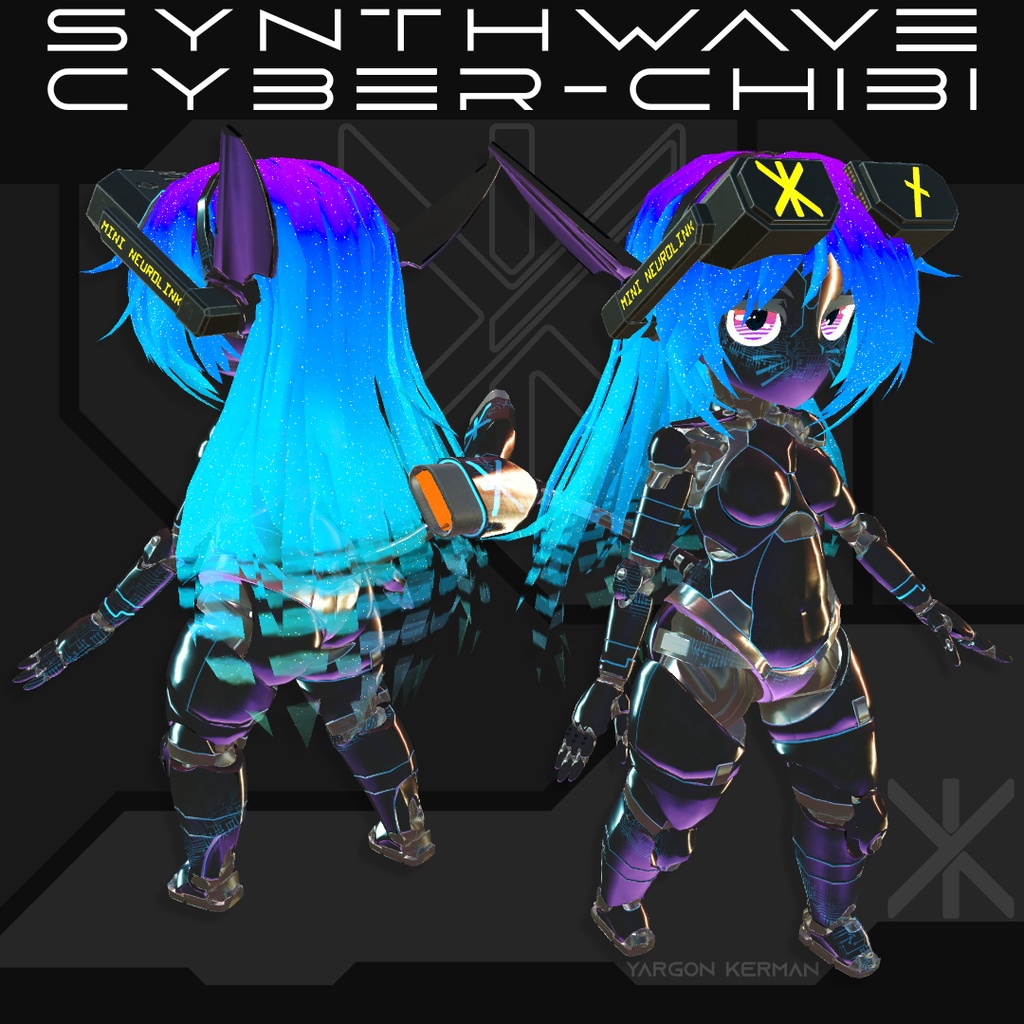Synthwave CyberChibi - Mimi Runa Synthwave Skin