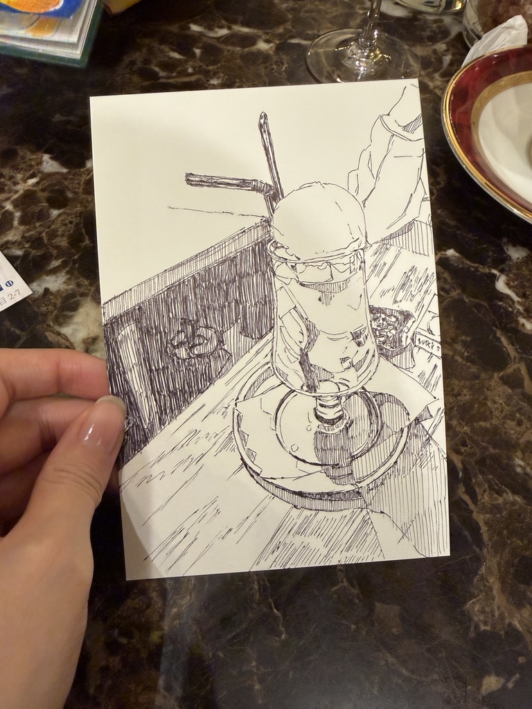 ボールペン画-喫茶店