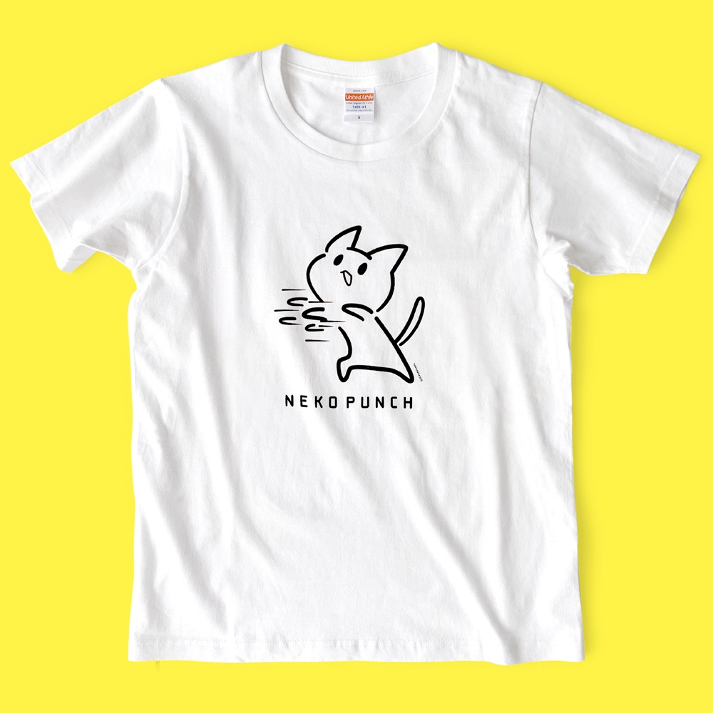 ねこパンチ Tシャツ【白】※在庫限り
