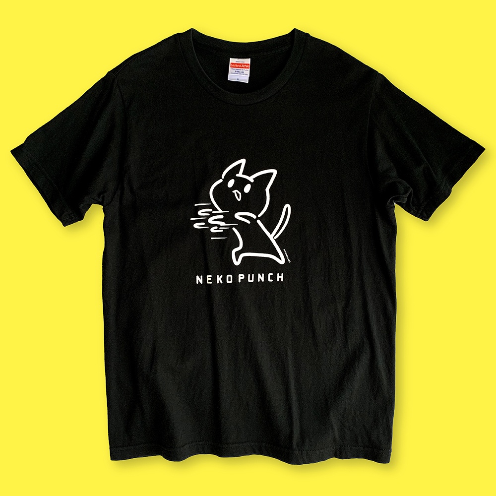 ねこパンチ Tシャツ【黒】※在庫限り