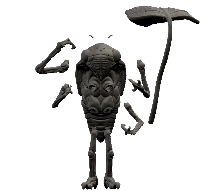 蝉さん 葉っぱ傘